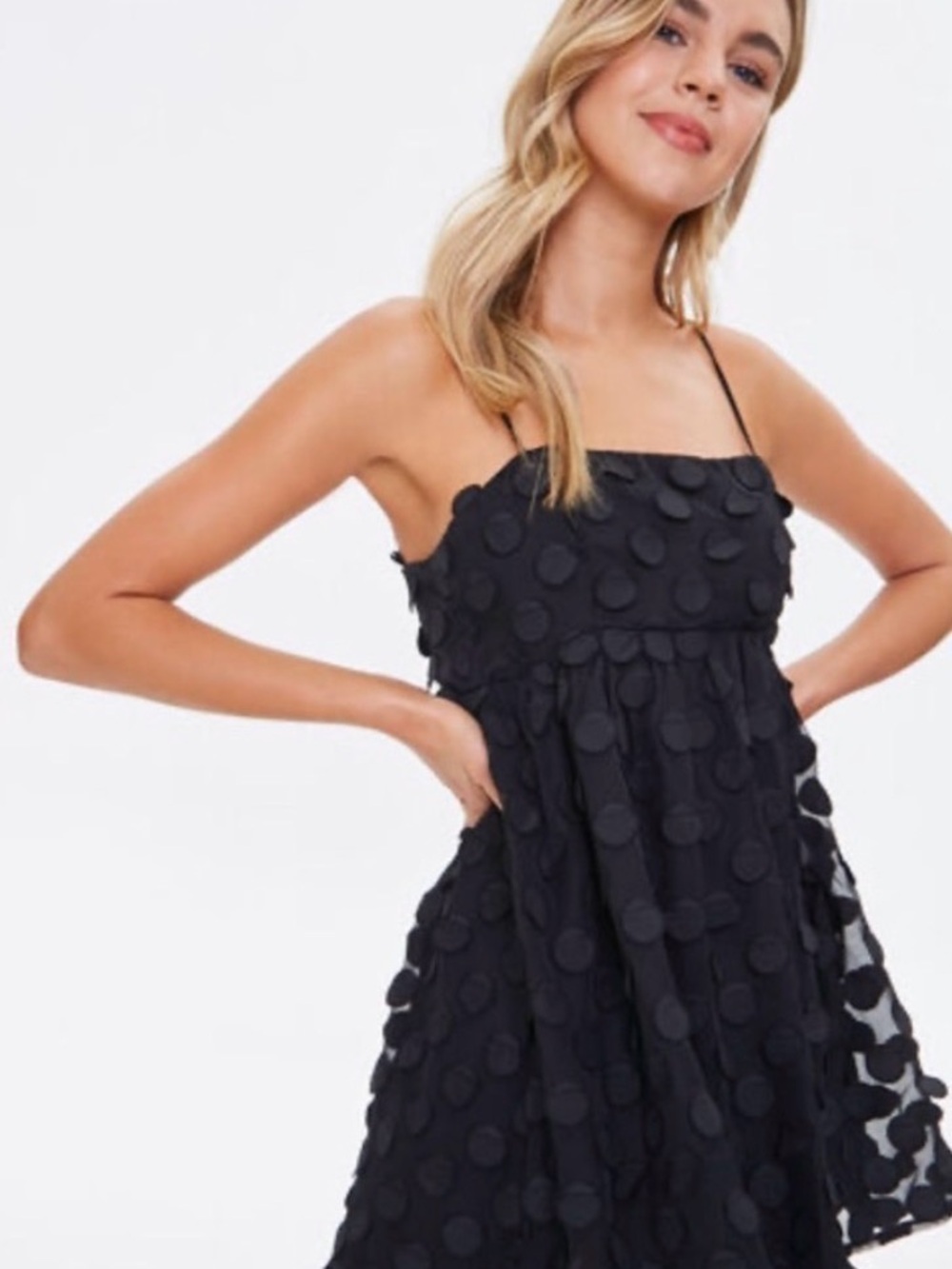Forever 21 Black Polka Dot Spaghetti Strap Mini Dress